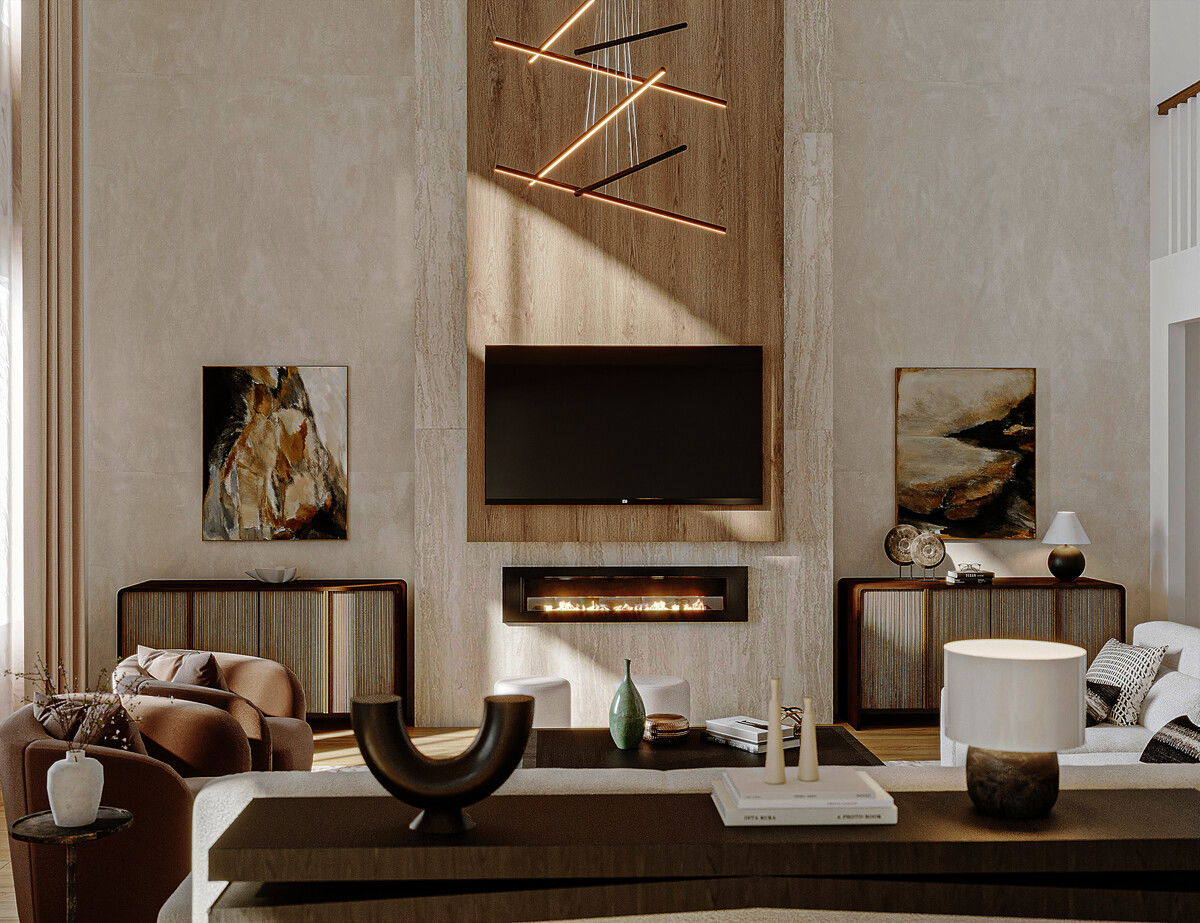 Inviting Contemporary Office & Living Design Rendering thumb