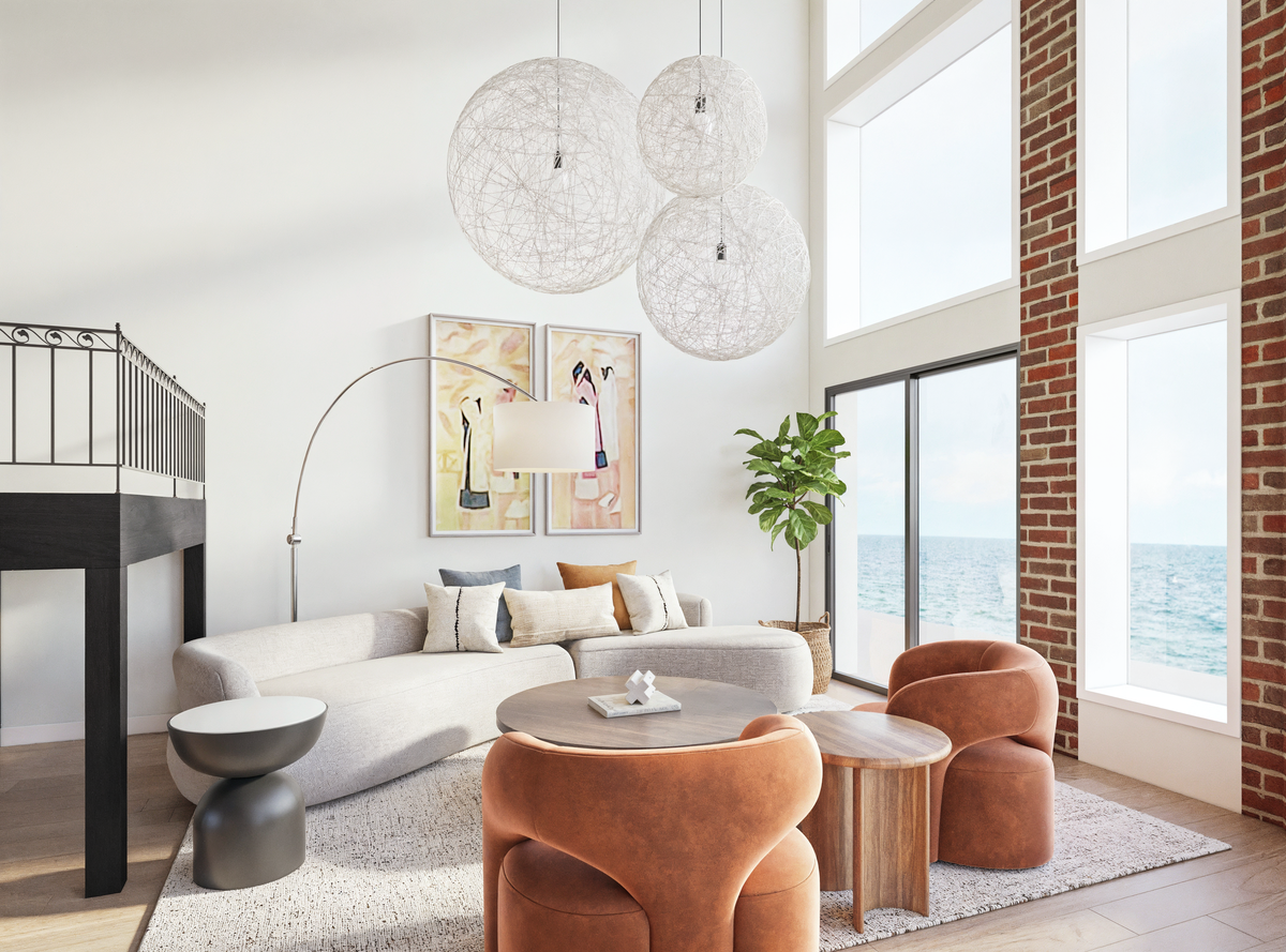 Elegant Modern Combined Living & Dining Room Rendering thumb