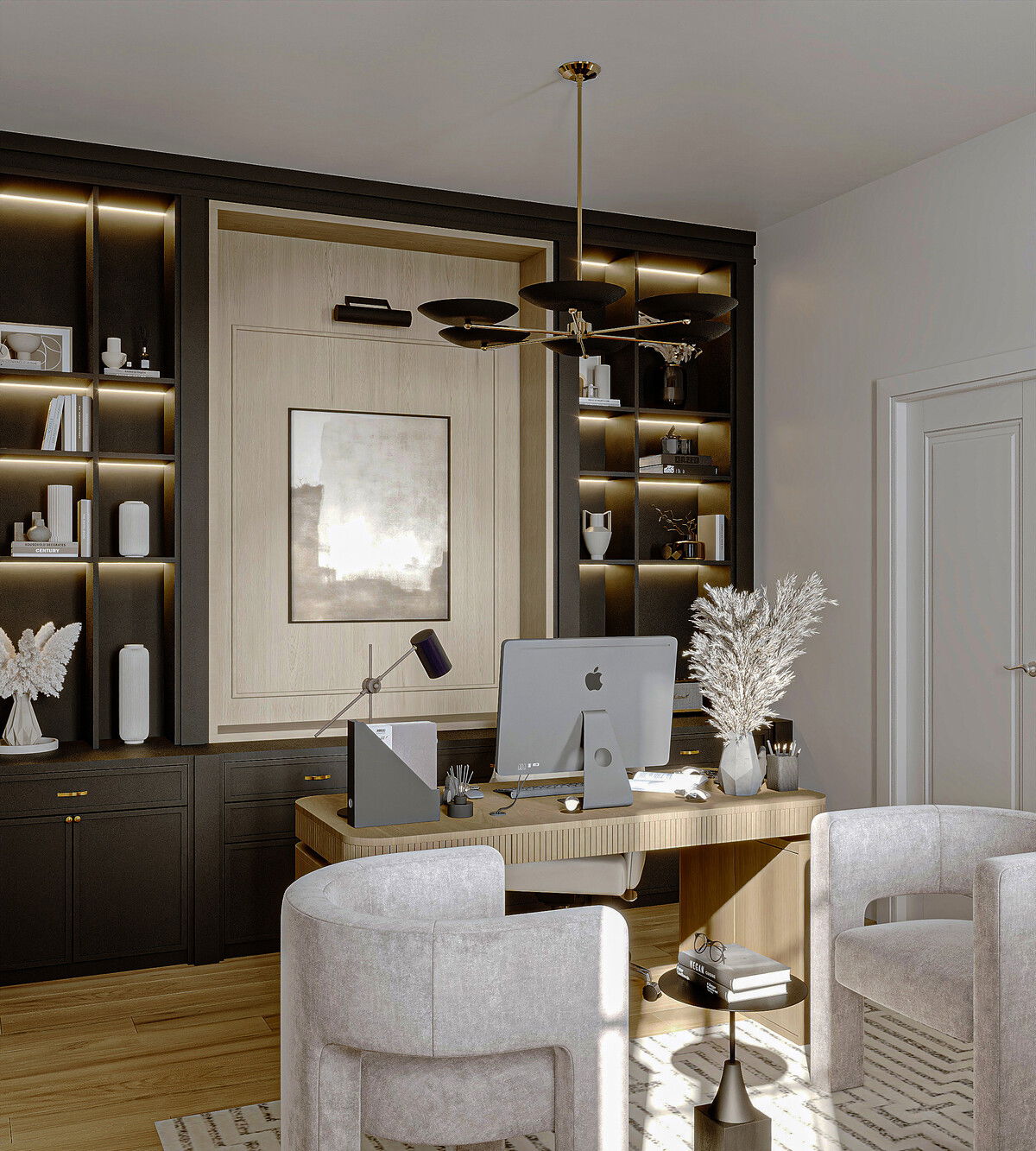 Inviting Contemporary Office & Living Design Rendering thumb