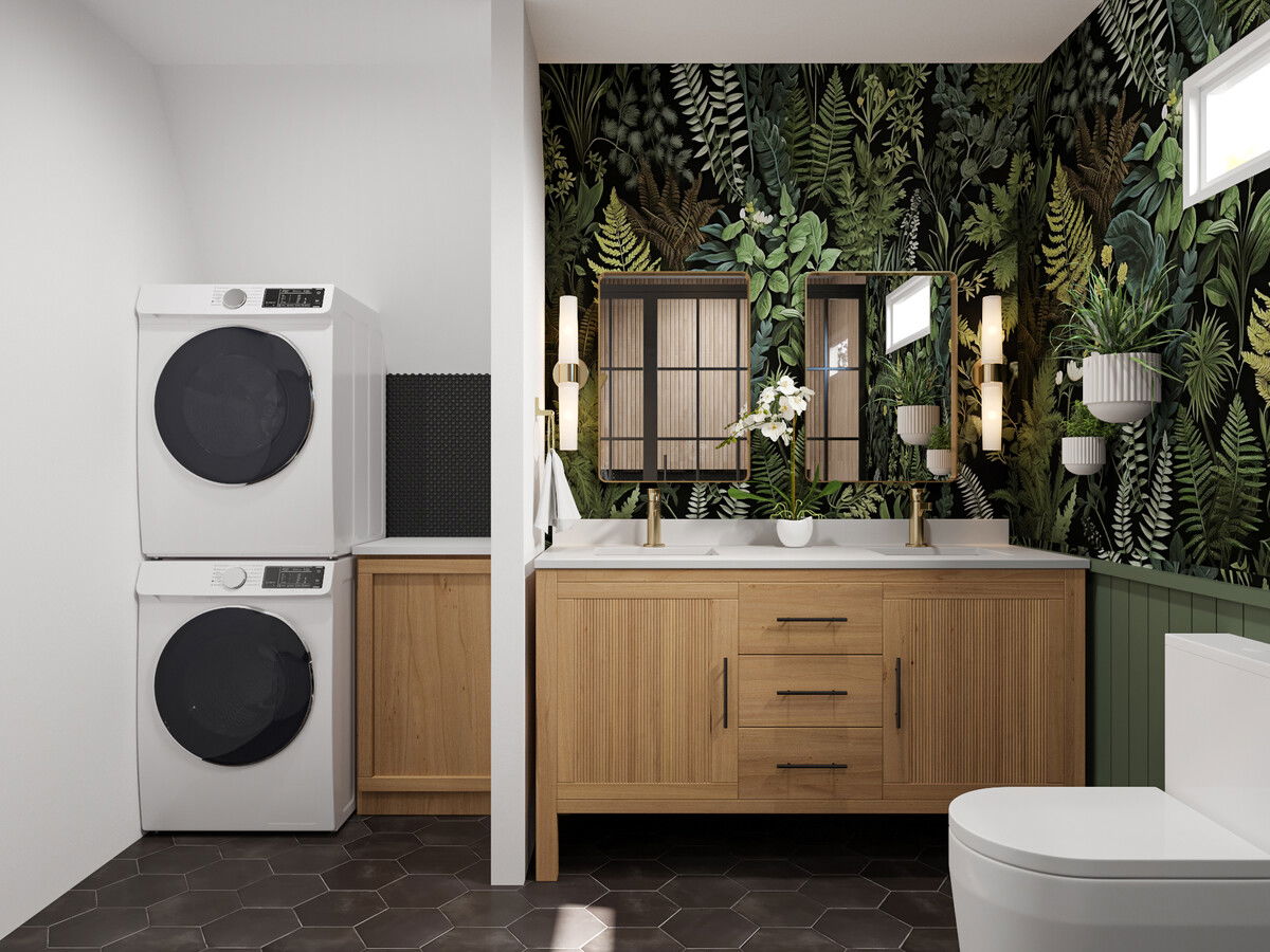 A Frame Cabin Interior Design Rendering thumb