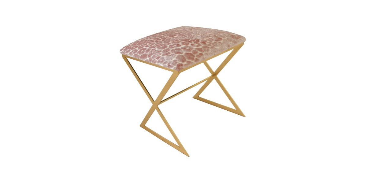 Leopard X Stool, Low Stool by Worlds Away, 18" width x 20" height x 18" depth View 1