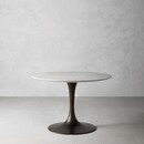 Online Designer Hallway/Entry Tulip Pedestal Dining Table, 42 Round, Antique Brass Base, Black Marble Top