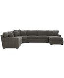 Online Designer Living Room Radley 5-Piece Fabric Chaise Sectional Sofa, (RIGHT, MOCHA GREY)
