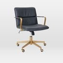 Online Designer Business/Office Copper Mid-Century Leather Office Chair, Aegean/Antique Brass
