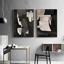 Online Designer Combined Living/Dining Large Set of 2 Milimalist Abstract Painting,Black Gray Minimalist Painting On Canvas,Textured Painting Abstract Art,black Gray abstract art