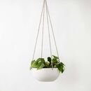 Online Designer Home/Small Office Minimal Hanging Planter Stoneware/Glaze IVory White 9 Inch