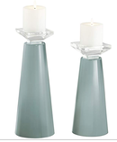 Online Designer Combined Living/Dining Meghan Aqua-Sphere Glass Pillar Candle Holder Set of 2