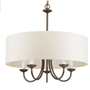 Online Designer Living Room Progress Lighting 21.625-in 5-Light Antique bronze Shaded Chandelier