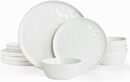 Online Designer Other Famiware Mars Plates and Bowls Set, 12 Pieces Dinnerware Sets, Dishes Set for 4, White