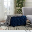 Online Designer Living Room Christopher Knight Home Piper Tufted Velvet Fabric Square Ottoman Bench (NAVY)