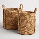 Online Designer Living Room Natural Hyacinth Braided Cameron Tote Baskets (SMALL)