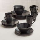 Online Designer Kitchen Marin 16-Piece Matte Black Dinnerware Set