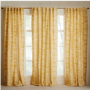 Online Designer Living Room Mid-Century Cotton Canvas Etched Grid Curtains (Set of 2) - Horseradish