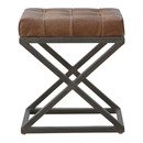 Online Designer Bedroom CRISMAN INDUSTRIAL CROSS BASE D-BUTTON LEATHER SEAT PAD UPHOLSTERED DINING CHAIR