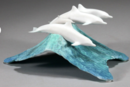 Online Designer Bedroom Dolphin Sculpture Decor Statue by John Perry POD Pellucida on Blue Wave 5 inch tall Figurine