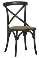 Online Designer Combined Living/Dining Leff Solid Wood Cross Back Side Chair in Black/Brown (Set of 2)