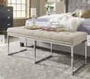 Online Designer Bedroom Bryn Chrome Base Bench by iNSPIRE Q Bold - Beige Linen - Tufted Top