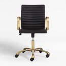 Online Designer Bedroom Ripple Black Leather Office Chair with Brass Frame