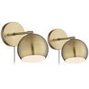 Online Designer Bedroom Antique Brass Sphere Shade Pin-Up LED Wall Lamps Set of 2 