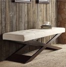 Online Designer Living Room INSPIRE Q Bosworth Beige Linen Wood X Base Bench