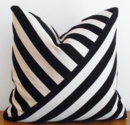 Online Designer Bedroom Decorative Pillow  Velvet Stripe Black Ebony by kassapanola