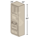 Online Designer Kitchen SOM3393 - Shaker II Maple Bright White Single Oven-Microwave Cabinet (2 Butt Door, 1 Drawer)