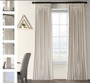 Online Designer Living Room Signature Ivory Extra Wide Velvet Blackout Pole Pocket Curtain
