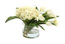 Online Designer Combined Living/Dining Distinctive Designs Waterlook Silk Hydrangeas and Stage Tulips with Cylinder Vase
