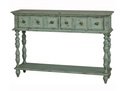 Online Designer Combined Living/Dining Hand Painted Distressed Turquoise Finish Console Table