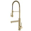 Online Designer Kitchen KPF-1603BG Artec Pro Single Handle Kitchen Faucet With Handles and Supply Lines, Brushed Gold, Without Soap Dispenser