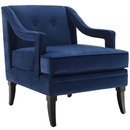 Online Designer Living Room Busk Tufted Upholstered Velvet Armchair in Navy