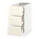 Online Designer Kitchen SEKTION Base cabinet w/3 fronts & 4 drawers, white Förvara, Grimslöv off-white