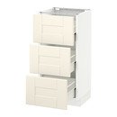 Online Designer Kitchen SEKTION Base cabinet with 3 drawers, white Förvara, Grimslöv off-white
