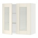 Online Designer Kitchen SEKTION Wall cabinet with 2 glass doors, white, Grimslöv off-white