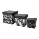 Online Designer Home/Small Office AVSIKTLIG Box with lid, set of 3, black, white