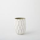 Online Designer Home/Small Office Linework Vase, Honeycomb, Short Wide, White