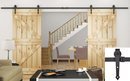 Online Designer Bedroom TMS® 12FT Dark Coffee Modern Style Barn Wood Double Sliding Door Hardware Closet Set