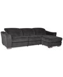Online Designer Combined Living/Dining Alessandro Fabric 3 Piece Chaise Sectional Sofa with 1 Power Motion Recliner