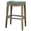 Online Designer Dining Room Mystique Gray and Turquoise Elmo Bar Stool with Cushion