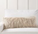 Online Designer Bedroom Mongolian Faux Fur Lumbar Pillow Cover, 14 x 36