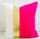 Online Designer Bedroom Hot Pink Gold Pillow Cover 