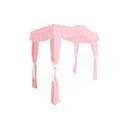 Online Designer Bedroom FULL SIZE Solid Light Pink Canopy Bed Fabric Top with Drape Curtains and White Ribbon Ties
