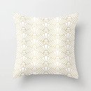 Online Designer Bedroom Gold and white geometric Art Deco pattern Throw Pillow