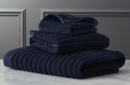Online Designer Bathroom channel cotton navy bath towels