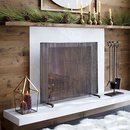 Online Designer Living Room Antiqued Brass Fireplace Screen