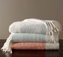 Online Designer Combined Living/Dining FAUX MOHAIR COLORBLOCK THROW ( SURF SPRAY)