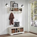 Online Designer Bathroom Crosley Furniture Brennan 2-Piece Entryway Bench and Shelf Set (White)
