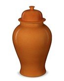 Online Designer Combined Living/Dining Crackle Vase, Lidded Urn, Orange