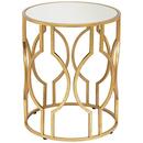 Online Designer Combined Living/Dining Fara Antique Gold Leaf Round End Table