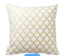Online Designer Combined Living/Dining Gold Shiny Metallic Quatrefoil Pattern Throw Pillow